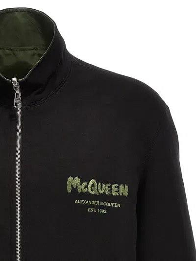 Alexander Mcqueen Graffiti Reversible Jacket In Green