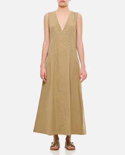 Bottega Veneta Open-back Compact Cotton Dress In Beige