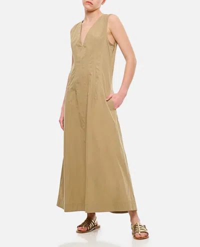 Shop Bottega Veneta Open Back Cotton Dress In Beige