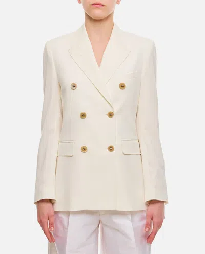 Shop Golden Goose Double Breasted Blazer In White