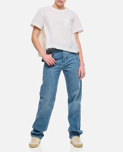 Sacai Nylon Twill & Cotton Jersey T-shirt In White
