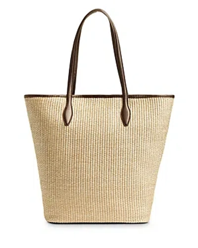 Shop Madewell Leather Trimmed Straw Tote In Rustic Twig Multi