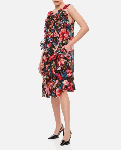 Shop Comme Des Garçons Chiffon Floral Pattern Dress In Multicolor