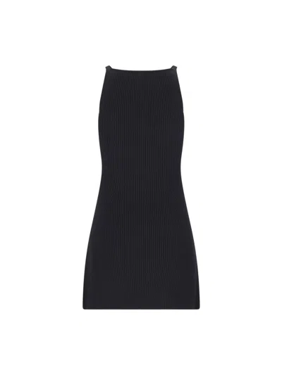 Shop Courrèges Ribbed Short Dress In Black