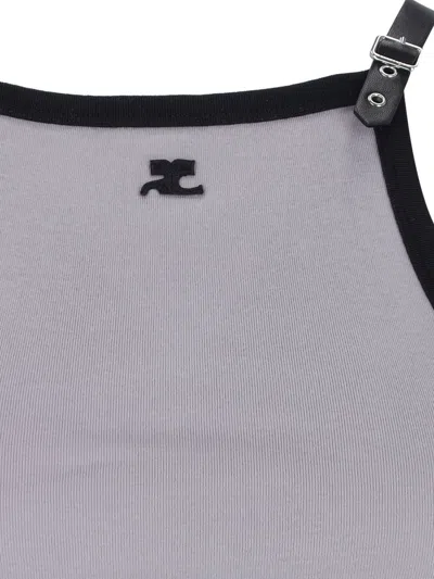 Shop Courrèges Tops With Logo In Grey