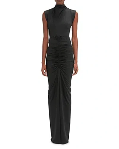 Shop Victoria Beckham Ruched Jersey Column Gown In Black