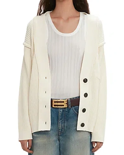 Shop Victoria Beckham Relax Fit Cardigan In Natural