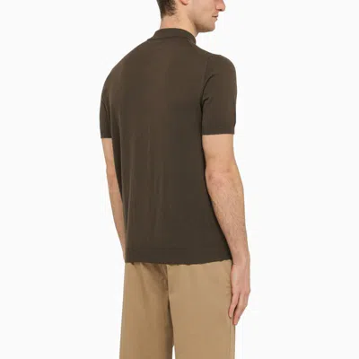 Shop Drumohr Taupe Short Sleeved Polo In Brown