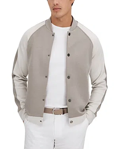 Shop Reiss Pelham Color Blocked Jacket In Taupe/white