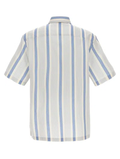 Shop Etro Logo Embroidery Striped Shirt In Blue