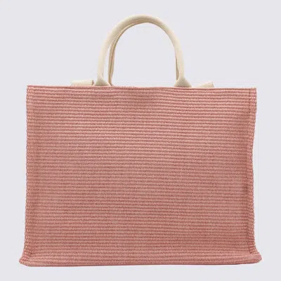 Shop Marni Light Pink Canvas Basket Medium Tote Bag