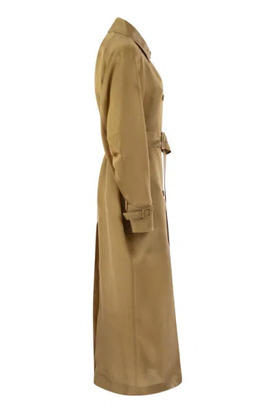 Shop Max Mara Sacco - Oversize Organza Trench Coat In Leather
