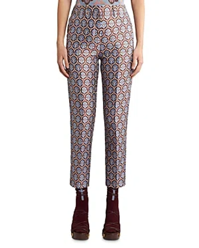 Shop Etro Jacquard High Rise Straight Leg Ankle Pants In Multicolor