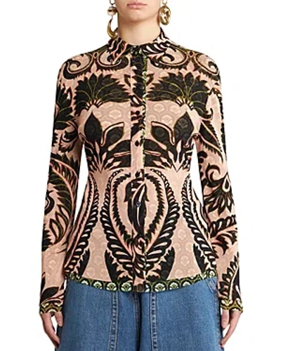 Shop Etro Mixed Print Long Sleeve Shirt In Print On Pink Base