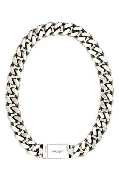 Shop Saint Laurent Necklaces In Silver