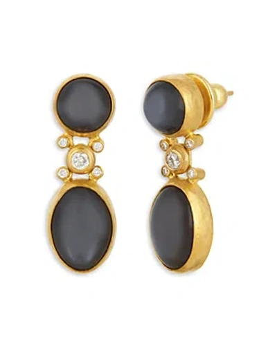 Shop Gurhan 24k Yellow Gold Moonstone And Diamond Drop Earrings