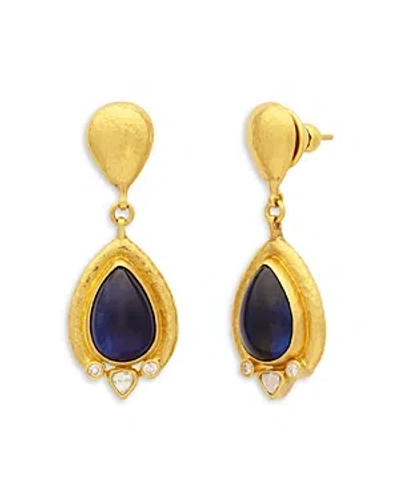 Shop Gurhan 24k Yellow Gold Kyanite And Diamond Drop Earrings