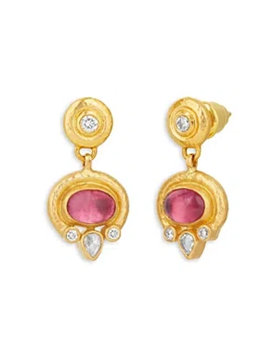 Shop Gurhan 24k Yellow Gold Pink Tourmaline And Diamond Drop Earrings