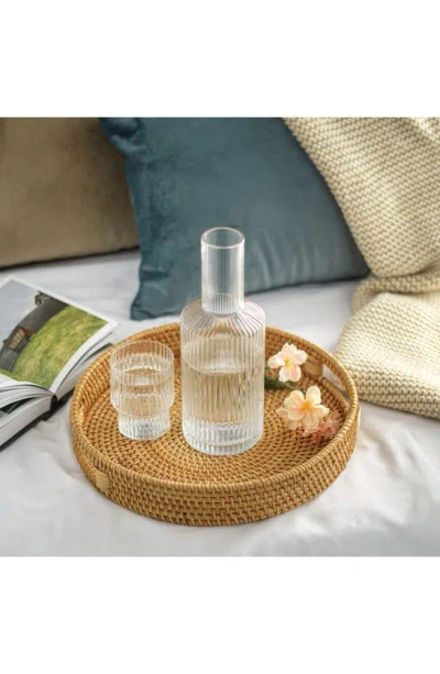 Joyjolt Elle Fluted 2-piece Carafe Set In Clear