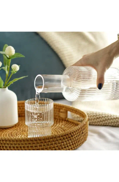Joyjolt Elle Fluted 2-piece Carafe Set In Clear