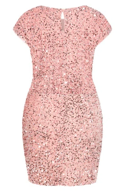 Shop City Chic Sequin Cocktail Dress In Soft Pink