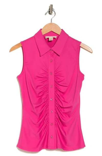 By Design Clara Ruched Top In Fuchsia Purple