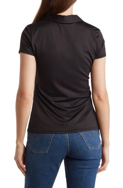 Shop By Design Elly Cap Sleeve Ruched Polo In Black