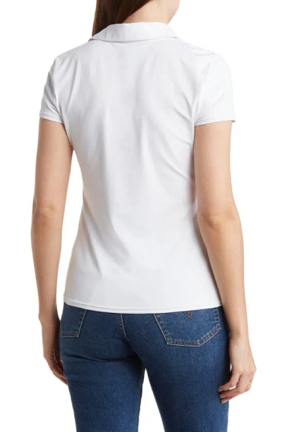 Shop By Design Elly Cap Sleeve Ruched Polo In White