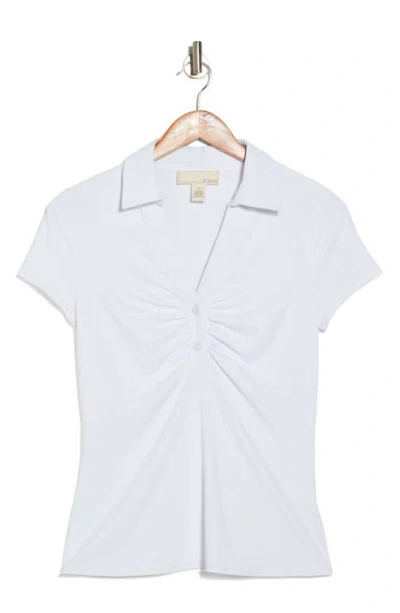 Shop By Design Elly Cap Sleeve Ruched Polo In White