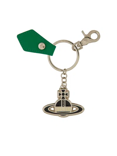 Shop Vivienne Westwood Keychain With Logo In Verde