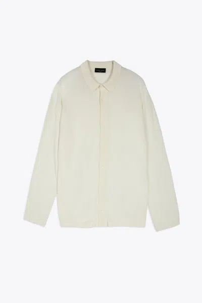 Shop Roberto Collina Camicia ml Off White Cotton Knit Shirt With Long Sleeves In Latte