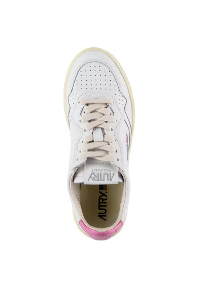 Shop Autry Medalist Low Leat Draw In White Mauve