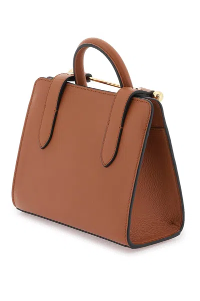 Shop Strathberry Nano Tote Leather Bag In Chestnut (brown)