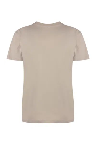 Shop Moncler Cotton Crew-neck T-shirt In Beige