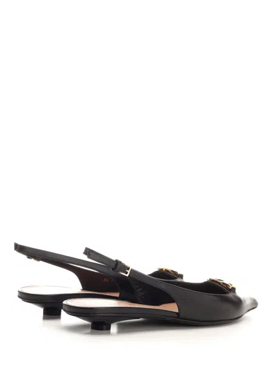 Shop Valentino Vlogo Slingback Ballet Flat In Black