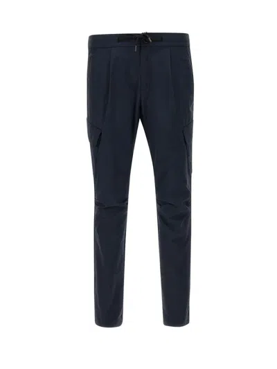 Herno Deep Blue Polyester Pants With Patch Pockets In Blu Navy