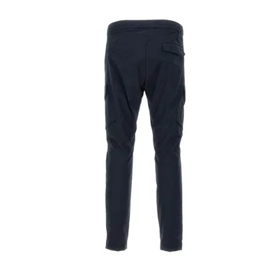Herno Deep Blue Polyester Pants With Patch Pockets In Blu Navy
