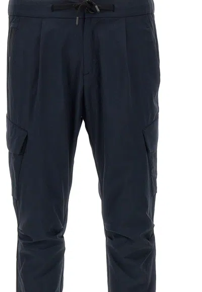 Herno Deep Blue Polyester Pants With Patch Pockets In Blu Navy