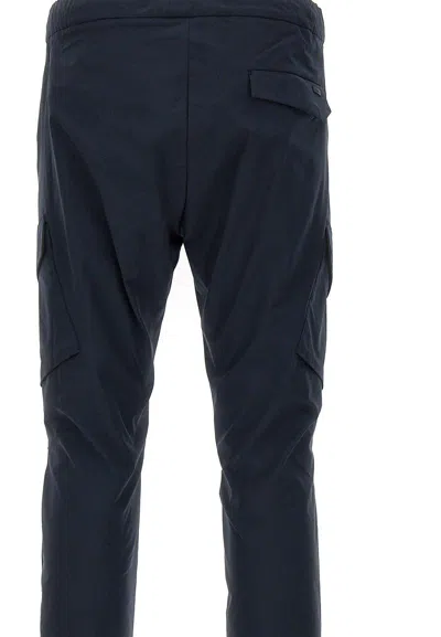 Herno Deep Blue Polyester Pants With Patch Pockets In Blu Navy