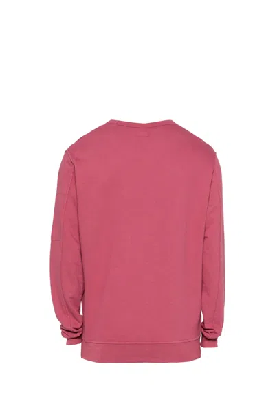 Shop C.p. Company Light Fleece Crewneck Sweatshirt In Red Bud