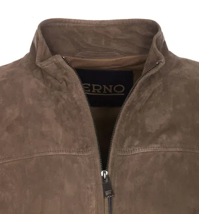 Shop Herno Suede Jacket In Brown