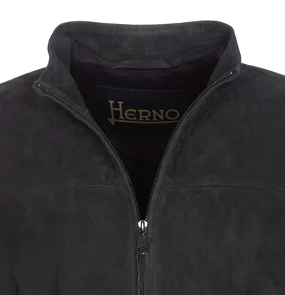 Shop Herno Suede Jacket In Blue
