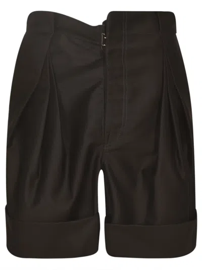 Shop Maison Margiela 4 Stitch Wide Leg Pleated Shorts In Black