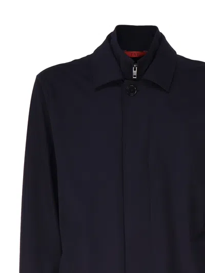 Shop Fay Standing Collar Layered Long Shirt In Blu Navy
