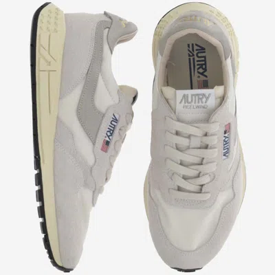 Shop Autry Reelwind Low Nylon And Suede Sneakers In Bianco