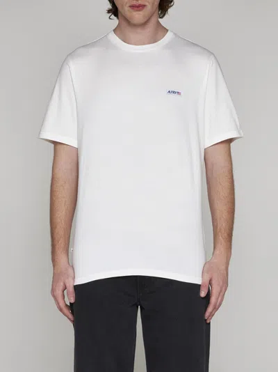 Shop Autry Logo Cotton T-shirt In Bianco
