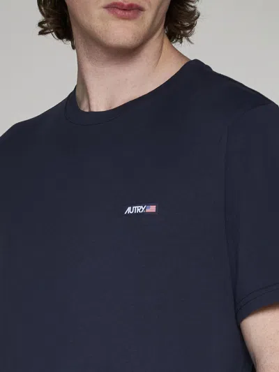 Shop Autry Logo Cotton T-shirt In Blu