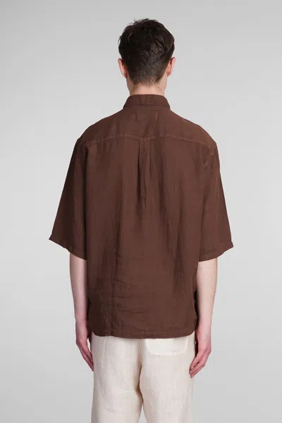 Shop Costumein Corfu Shirt In Brown Linen
