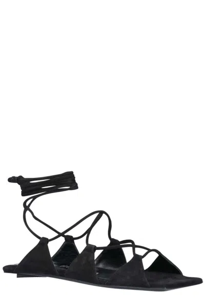 Shop Attico Renee Flat Sandals In Black