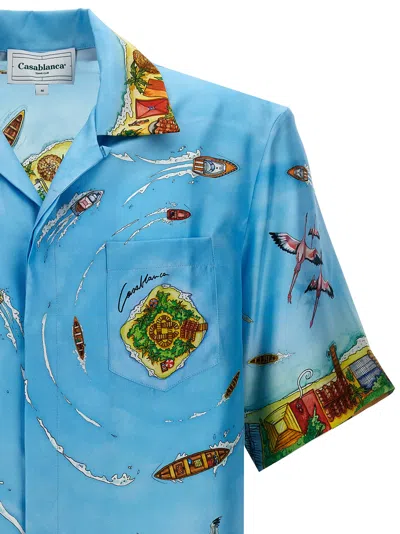 Shop Casablanca Cuban Collar Short-sleeved Shirt In Maison Sur Piloti
